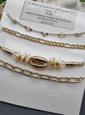 外贸饰品A5新款质感异形多层水晶玻璃珍珠套装走秀街拍手链手镯