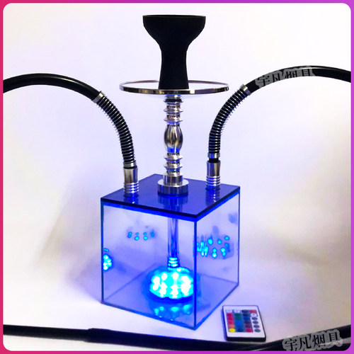 阿拉伯水烟全套酒吧KTV单双管方块亚克力水烟壶shisha烟膏hookah - 图0