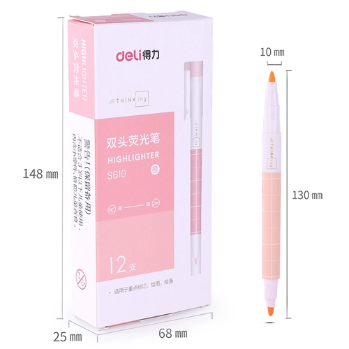 Deli двойной цветной маркер макарон конфетного цвета с тонкой головкой детские ученики маркер для заметок желтый фиолетовый розовый синий зеленый оранжевый маркер канцелярские товары оптом