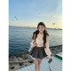 Chi Umbrella Lace Spliced Bow Shirt Skirt
