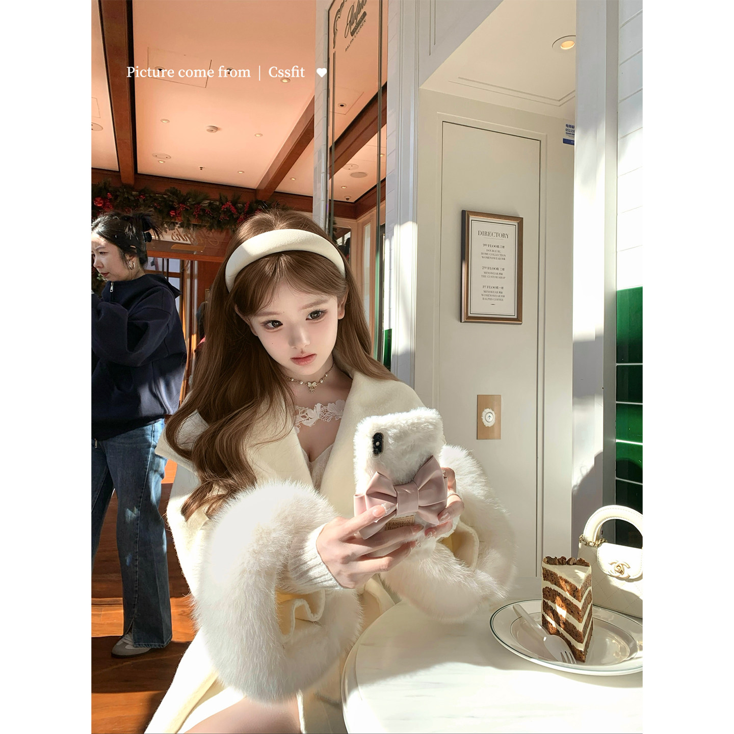 迟伞伞25/fw 千金狐 奢感100羊毛狐狸毛翻领大衣外套粉/白两色入,淘宝优惠券,粉丝福利购,淘宝优惠卷