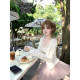 Chi San Um mohair hollow knitted cardigan suspender