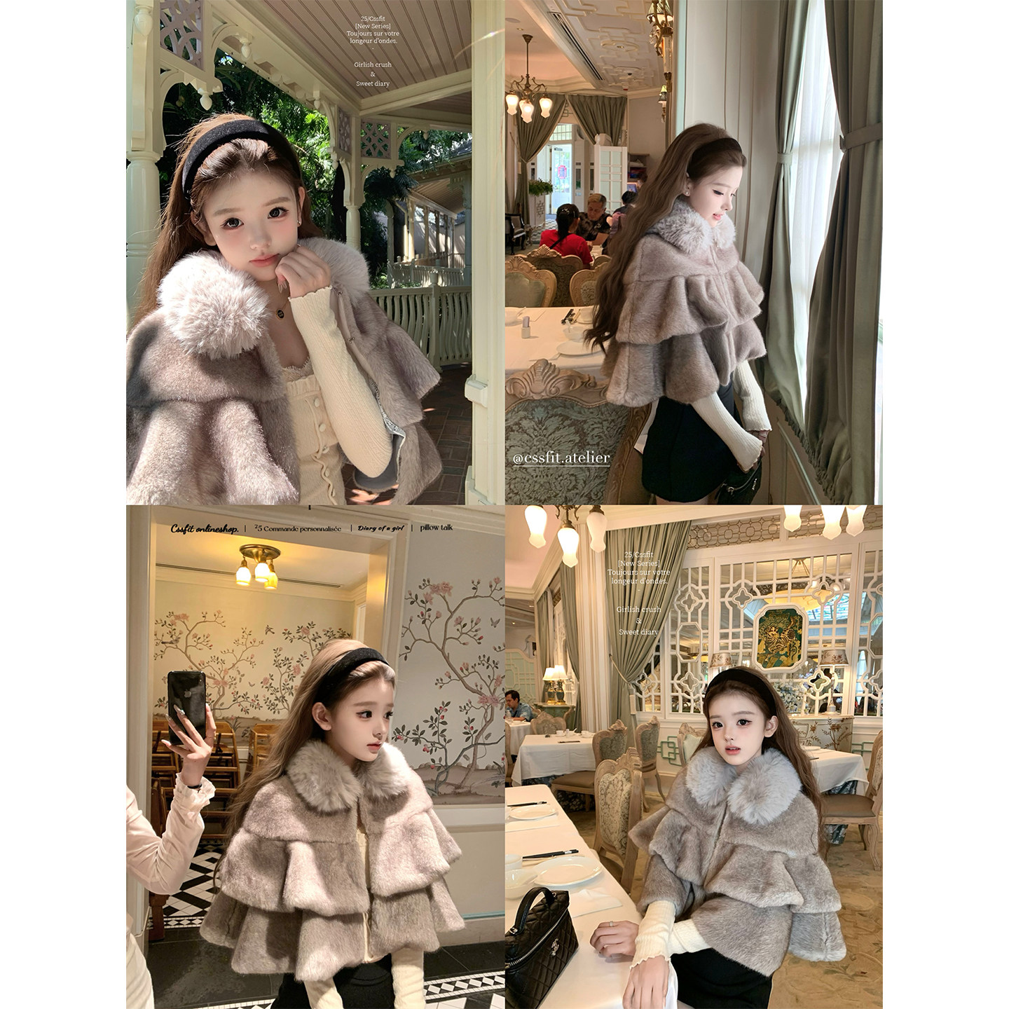 迟伞伞25/fw 京都贵女 jory*皮草毛领贵气斗篷坑条针织长裙两色入,淘宝优惠券,粉丝福利购,淘宝优惠卷