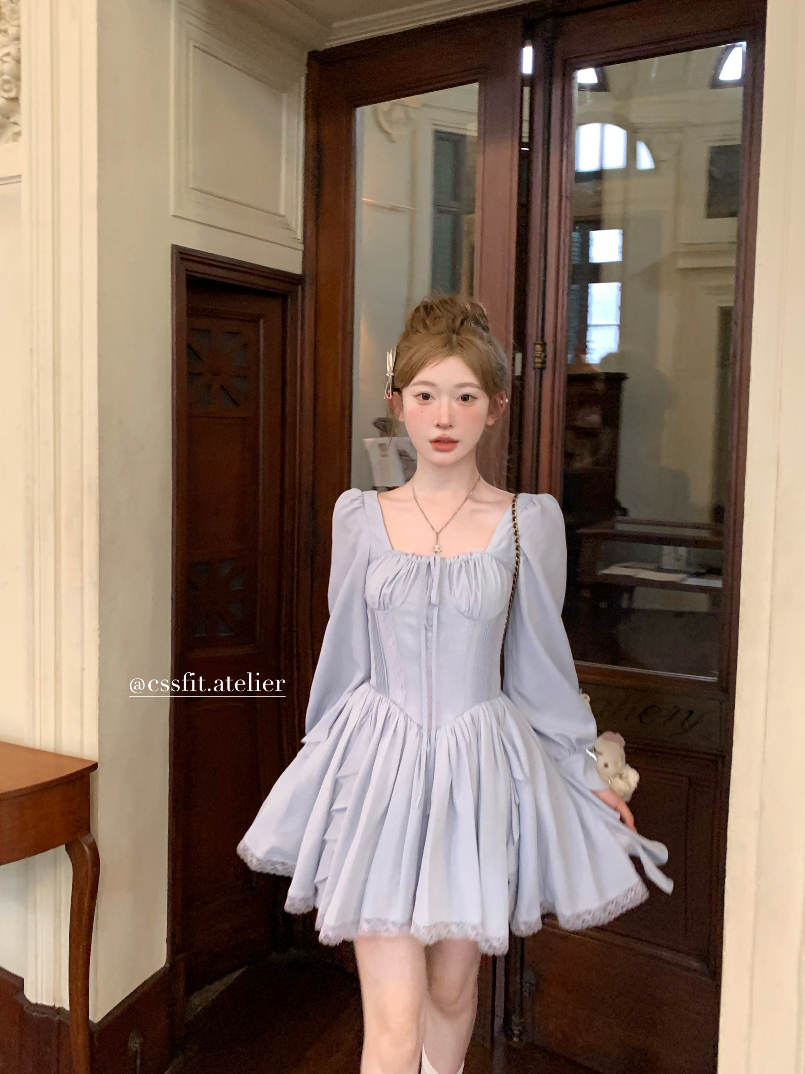 迟伞伞 海上维纳斯 house长袖版少女蕾丝拼接蓬蓬连衣裙短裙女,淘宝优惠券,粉丝福利购,淘宝优惠卷