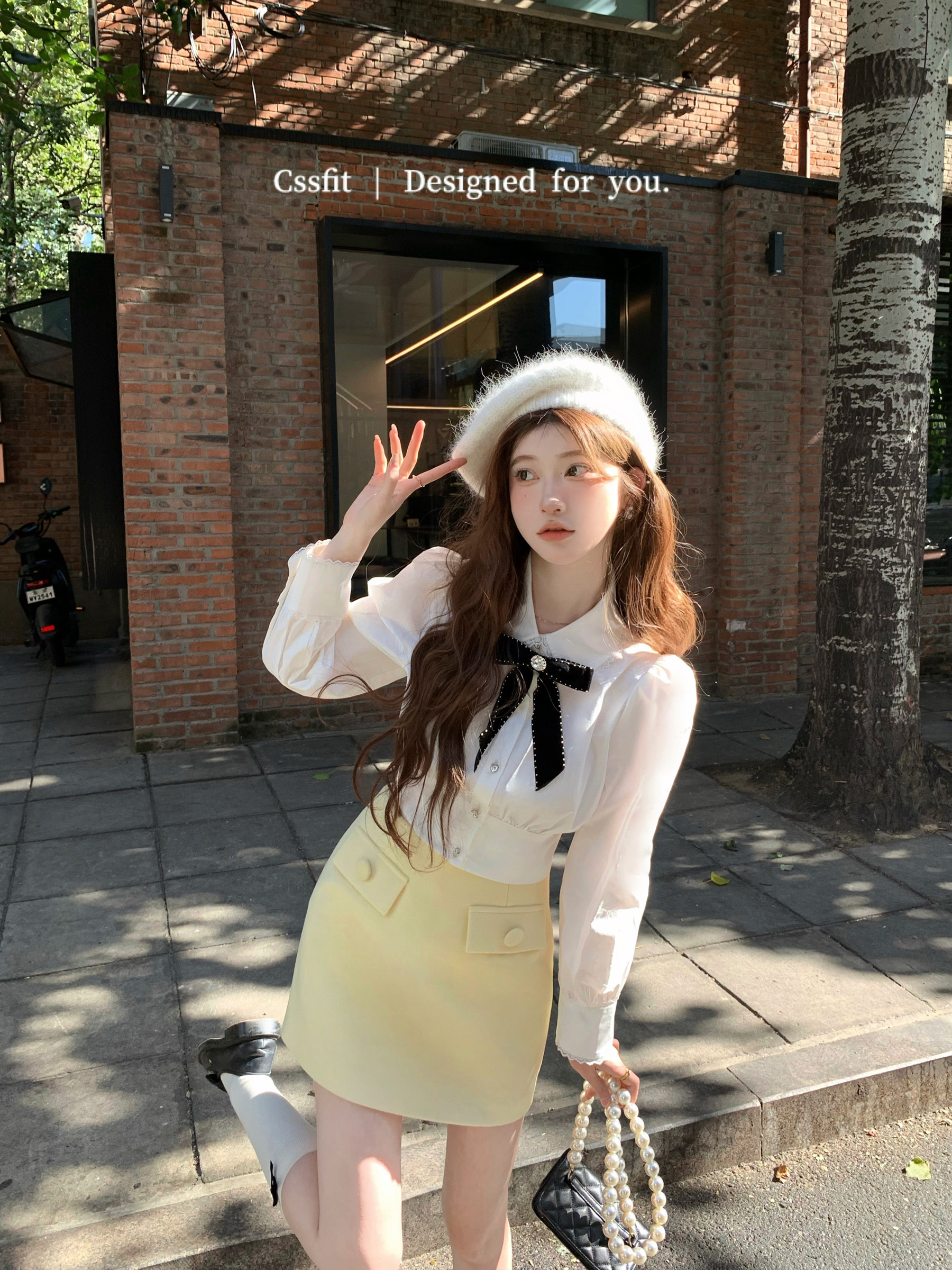 迟伞伞 归国千金 miu系手工蕾丝钉珠丝绒蝴蝶结本白衬衫女,淘宝优惠券,粉丝福利购,淘宝优惠卷