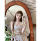 Chi Umbrella Pleated Lace Tencel Suspender Pants suit