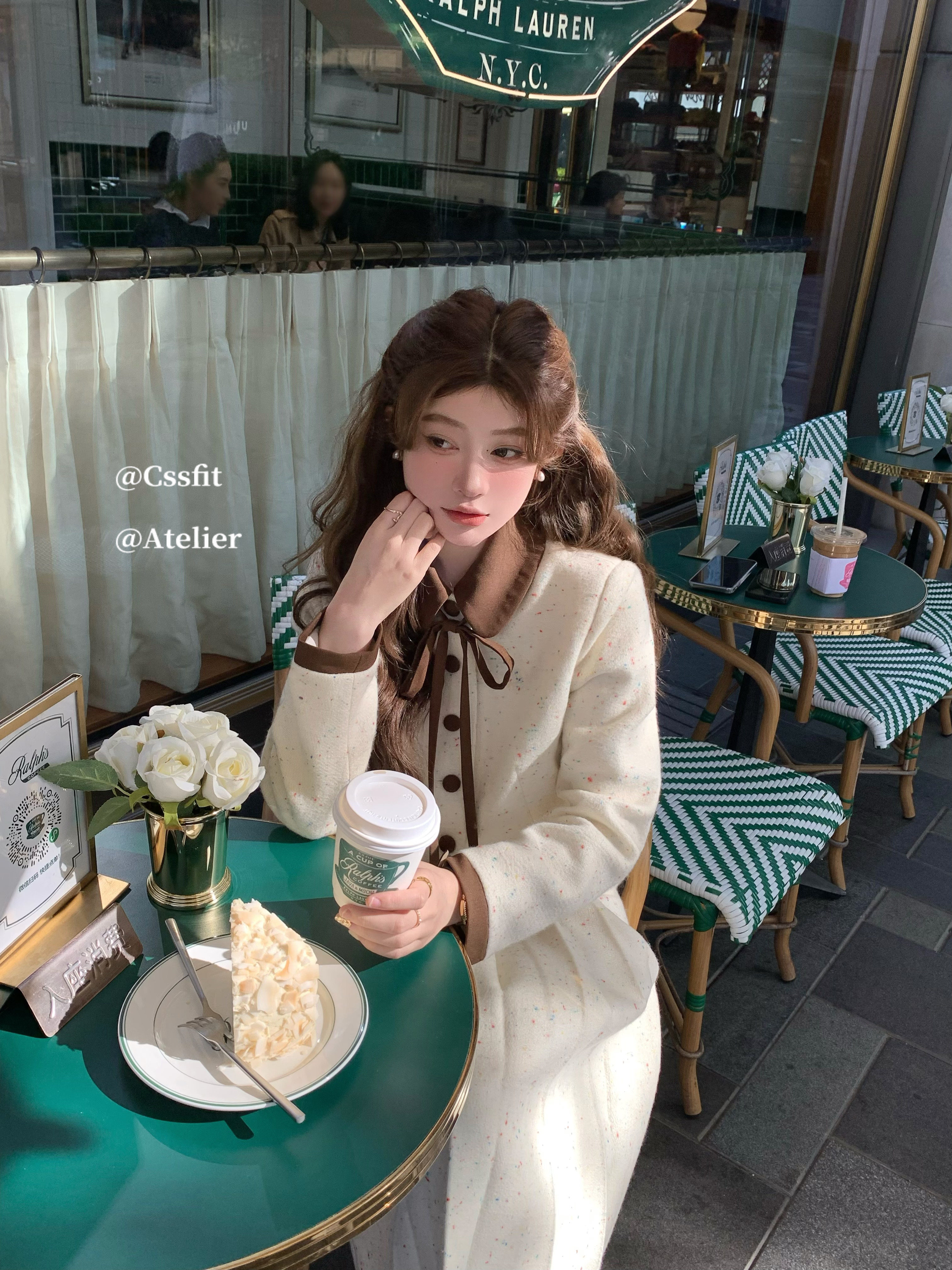 迟伞伞  布尔乔亚调色盘 彩色点点羊毛呢撞色外套半身长裙女套装,淘宝优惠券,粉丝福利购,淘宝优惠卷