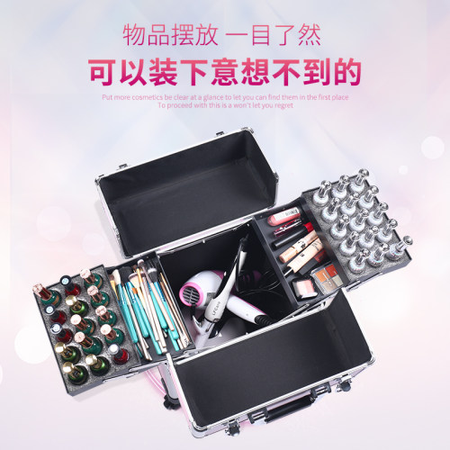 NICELAND化妆箱拉杆手提便携专业跟妆师美甲纹绣多层大容量工具箱 - 图0