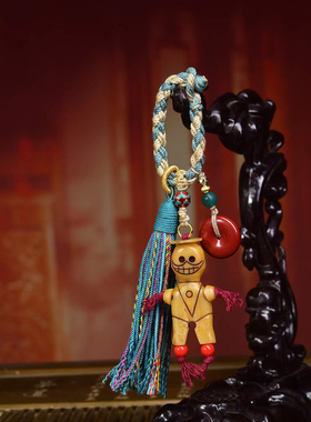 藏式文玩配件驼骨雕刻阿呆木偶稻草人佛珠项链侧挂滴溜手工diy饰