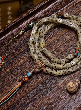 极润骰子润骨骆驼骨藏式 6mm驼骨108颗色子玉化文玩本命年盘完