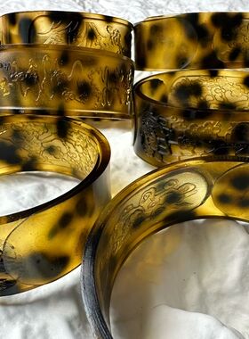 山龟壳花色开口手镯满血文玩手把件复古工艺摆件饰品