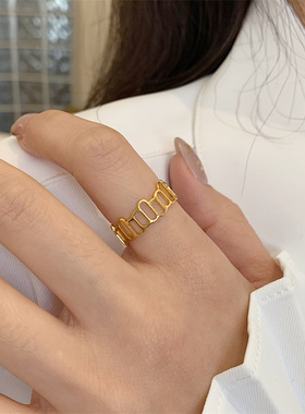 不规则几何镂空戒指女