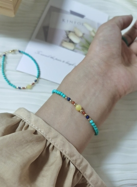 天然手链蜜蜡原矿蜜蜡青金石原创