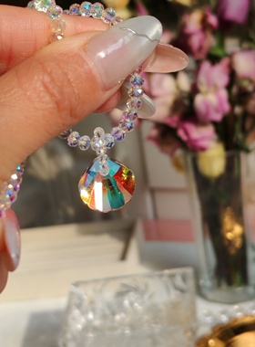 原创施家超闪水晶项链一款两戴气质简约百搭外出小饰品串珠锁骨链