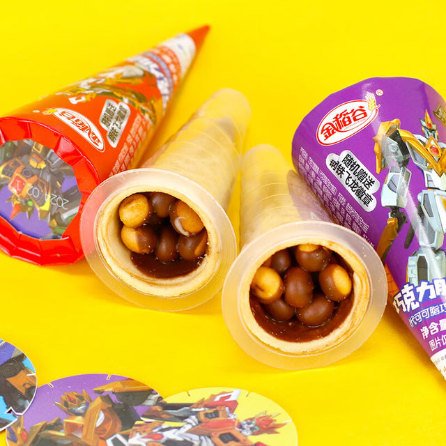 Golden Rice Steel Flying Dragon Chocolate Crunchy Cone Cookies