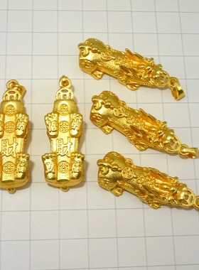 金店同款高保色古法沙金招财钱币貔貅吊坠男女铜镀金转运貔貅挂件