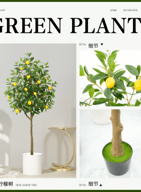 北欧大型仿真柠檬树橘子树室内装饰绿植盆景假花家居摆件落地假树