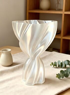 奶油风摆件艺术小众家居装饰品花瓶轻奢感玄关客厅插花3d打印