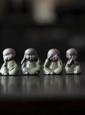 紫砂茶宠小和尚迷你可爱茶宠陶瓷小如来多肉盆摆件家居摆件