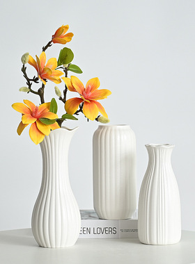 白色陶瓷花瓶花盆水养北欧现代创意家居客厅餐厅干花插花装饰摆件