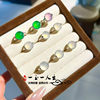 Natural agate chalcedony ice green inlaid ring egg surface high ice violet white ice jade interface women's ring