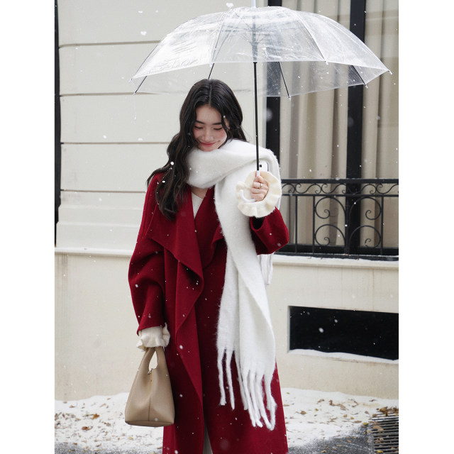 贰羊设计【锦玉】秋冬清冷感气质高级感双面呢羊毛长款大衣外套女