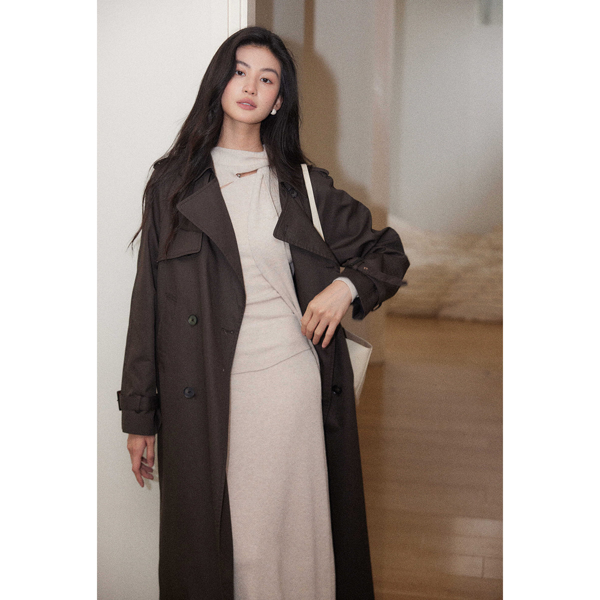 贰羊设计【安岚】法式温柔气质围巾领上衣高腰半身裙修身针织套装,淘宝优惠券,粉丝福利购,淘宝优惠卷