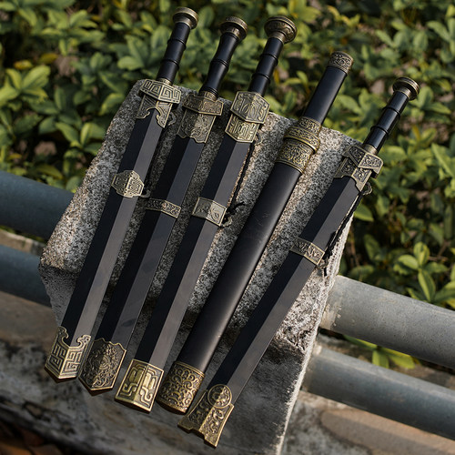 高端汉剑摆件模型玩具茶刀剑男孩成人送礼物秦始皇越王铁未开刃 - 图0