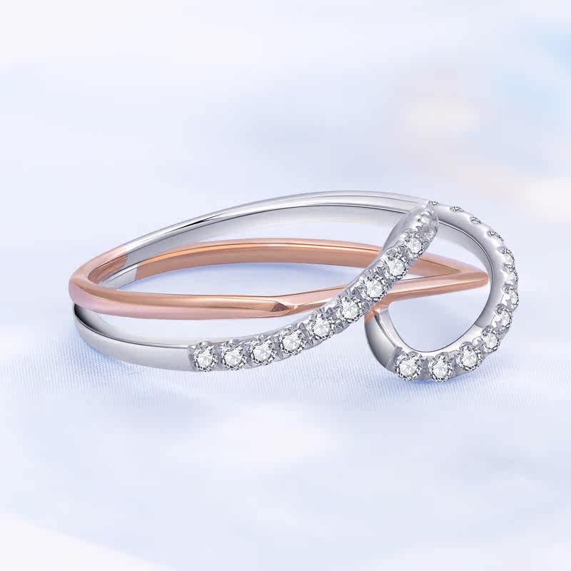 钰名堂18k金白金玫瑰金双色c&c 钰名堂戒指/指环