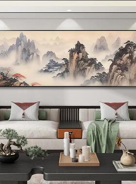 新中式客厅装饰画沙发背景墙挂画办公室水墨山水画茶室高级感壁画