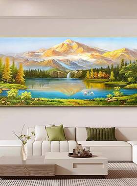 新中式日照金山客厅装饰画 画山水画 画靠山图沙发背景墙壁画 画