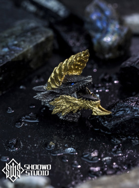 手午原创｜客定展示手工吊坠怪物猎人雷狼龙925银灵动可动