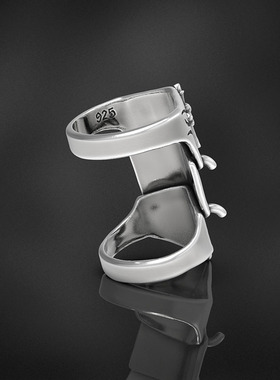 戒指欧洲盔甲纯银哥特男骑士