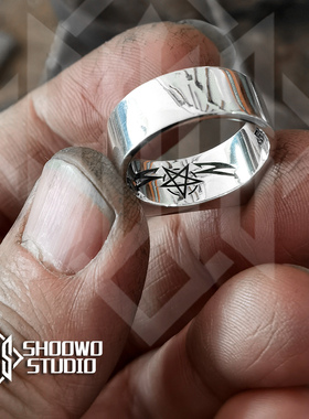 手午原创|925银地狱指环撒旦之徽家庭教师弗兰戒指彭格列男666