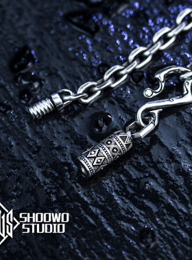 个性4mm复古部落联盟S扣手午纯银