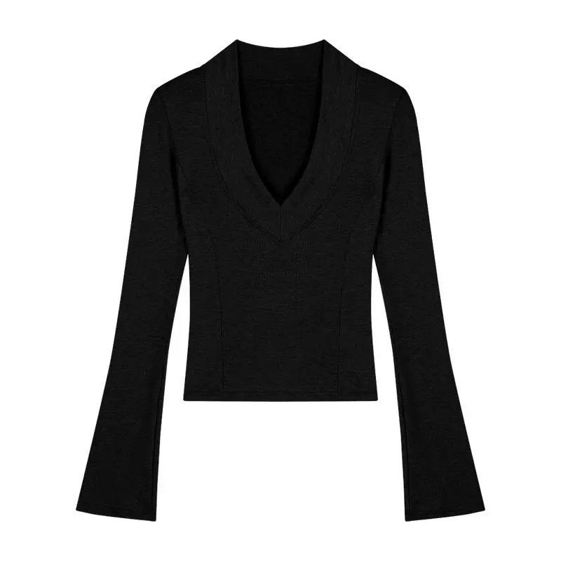 千朔新款辣妹秋装纯欲V领上衣时尚百搭T恤修身显瘦打底衫女内搭,淘宝优惠券,粉丝福利购,淘宝优惠卷