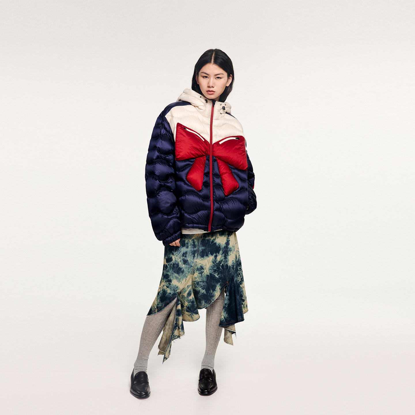 UOOYAA/乌丫2025冬季新款经典蝴蝶结户外鹅绒羽绒服