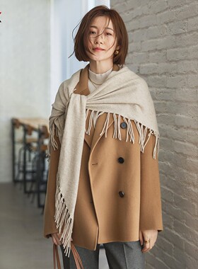 山羊绒羊毛针织三角围巾商场同款