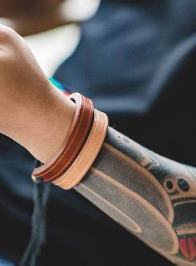 首饰马登美式复古植鞣皮简约手环