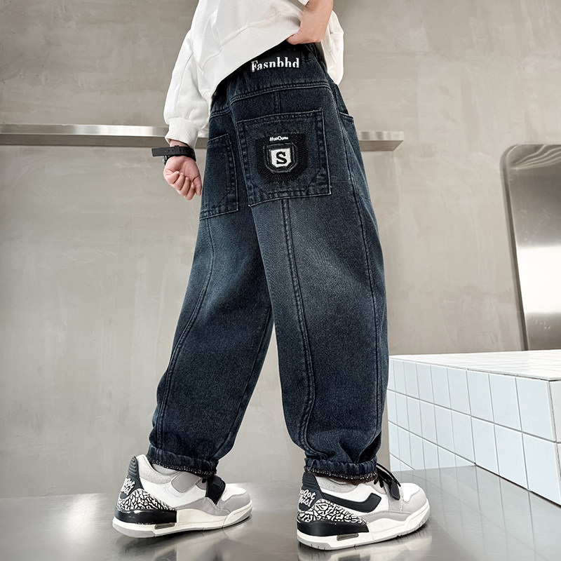 秋冬加绒男童裤子时尚男孩宽松休闲韩版加厚冬款儿童牛仔裤直筒裤,淘宝优惠券,粉丝福利购,淘宝优惠卷