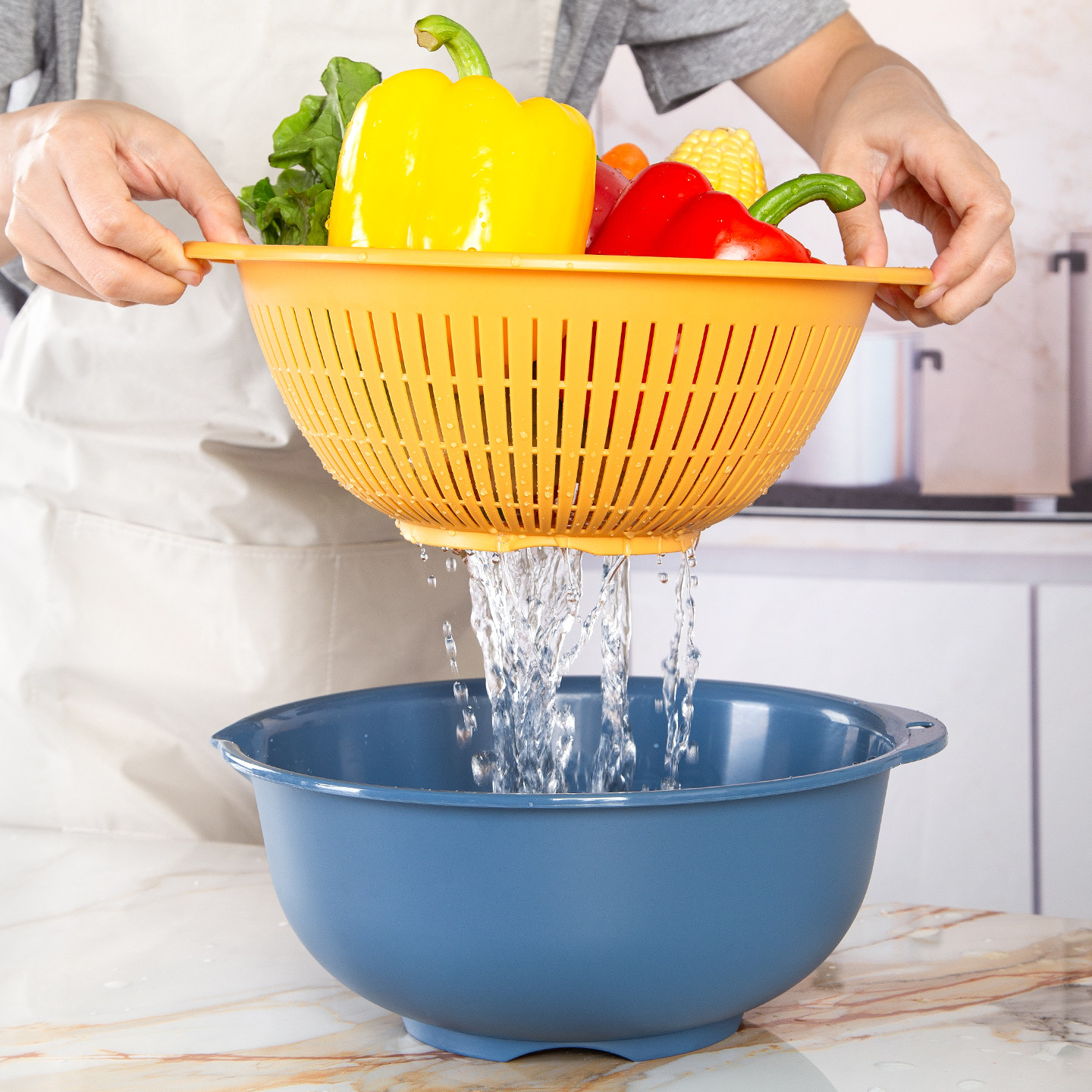 双层洗菜盆沥水篮厨房大号圆形塑料洗菜篮家用水果盆菜篮子蔬菜筐,淘宝优惠券,粉丝福利购,淘宝优惠卷