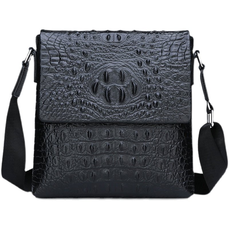 真皮男包牛皮男士单肩包休闲商务鳄鱼纹真皮斜挎包时尚带盖单肩包,淘宝优惠券,粉丝福利购,淘宝优惠卷