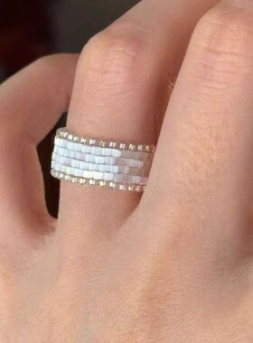 S925纯银缎面古董珠戒指女小众设计轻奢高级感食指戒简约精致指环