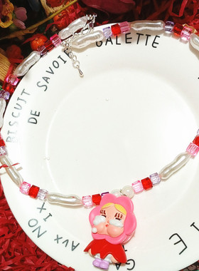 小红书同款泡泡玛特萌粒手作串珠项链可爱卡通锁骨链个性小众颈链