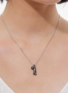 超人猫咪项链可爱黑白猫双色男女