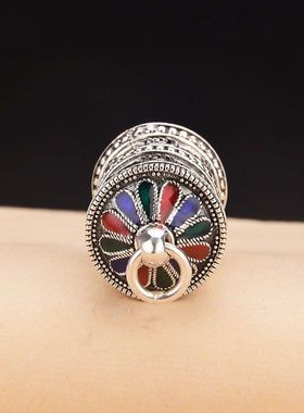 千叶泰银复古做旧男款可打开放小物吊坠圆柱圆筒银盒大嘎乌吊坠