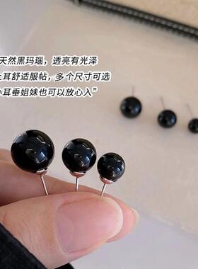 999银新中式天然绿玉髓玛瑙耳钉