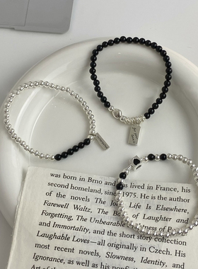 【韩国】s925纯银爱心黑玛瑙手链