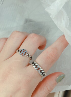 韩国东大门925纯银h女ins戒指