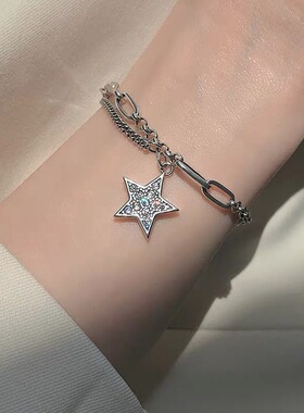 韩国大门925纯银星星颈链女